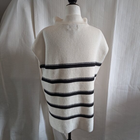 Laundry by Shelli Segal Striped Half Zip Sleeveless Pullover Large Coastal Chic - Picture 3 of 12